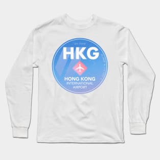 HKG Hong Kong airport round sticker Long Sleeve T-Shirt